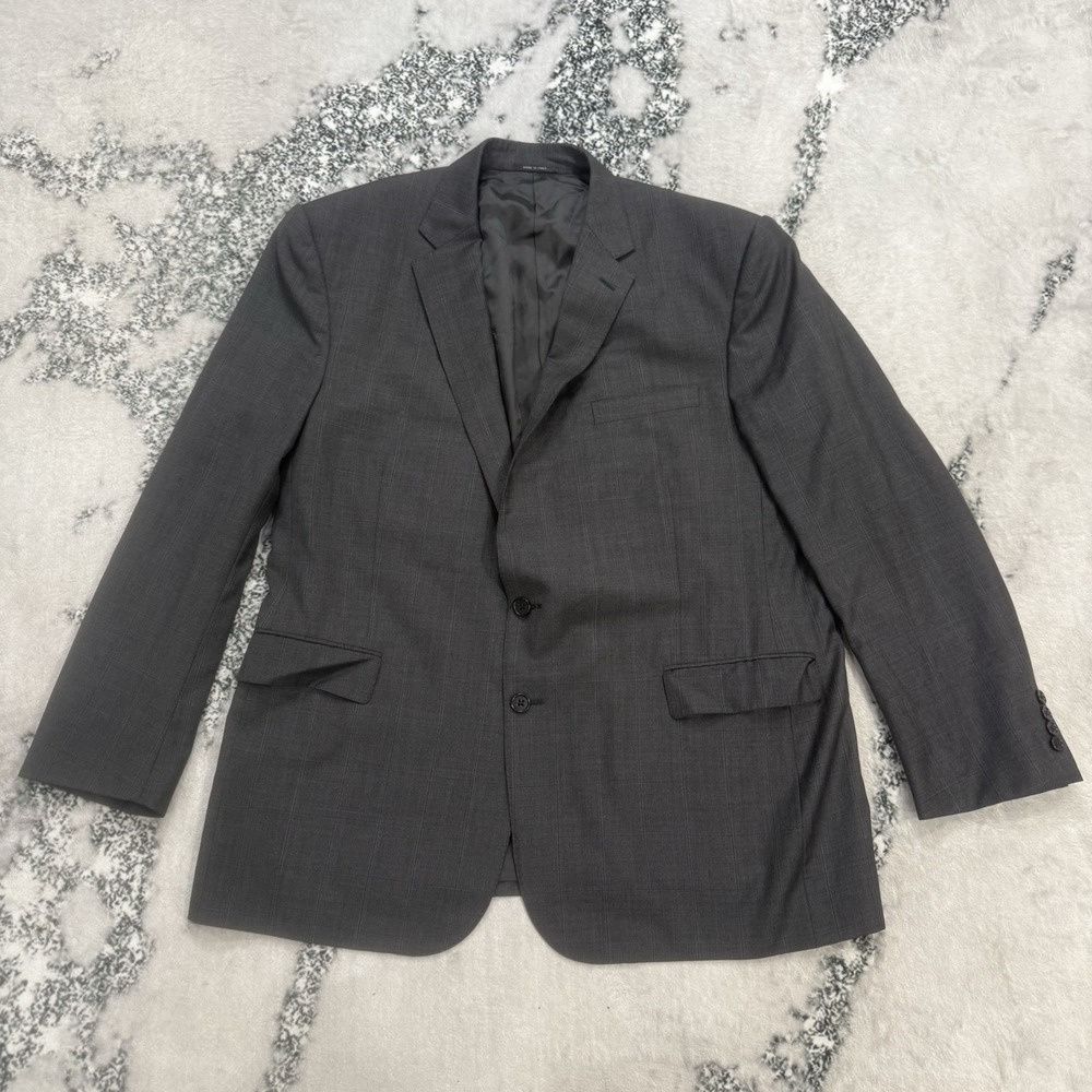 Ralph Lauren Mens‎ Size 48R Gray Windowpane Wool Blazer Sport Coat Made In Italy
